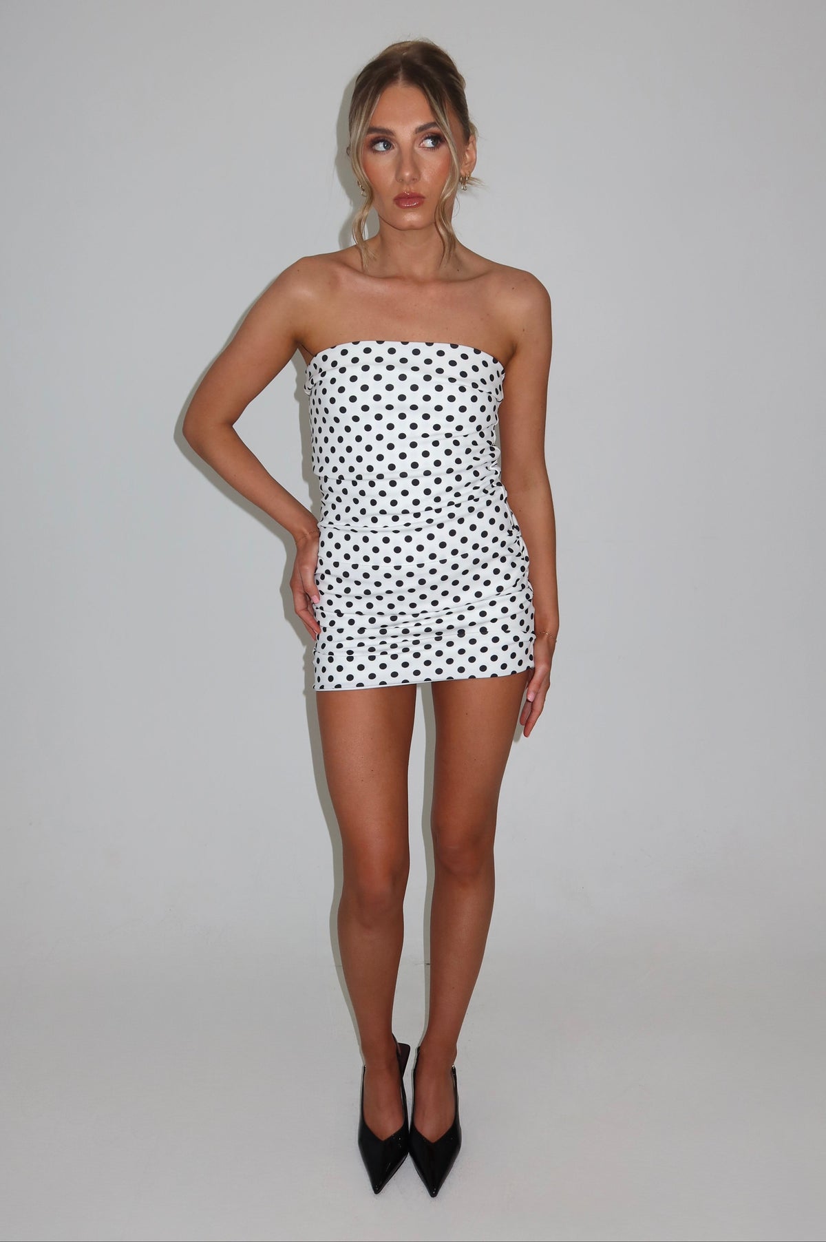 Lilliette Polkadot Ruched Mini