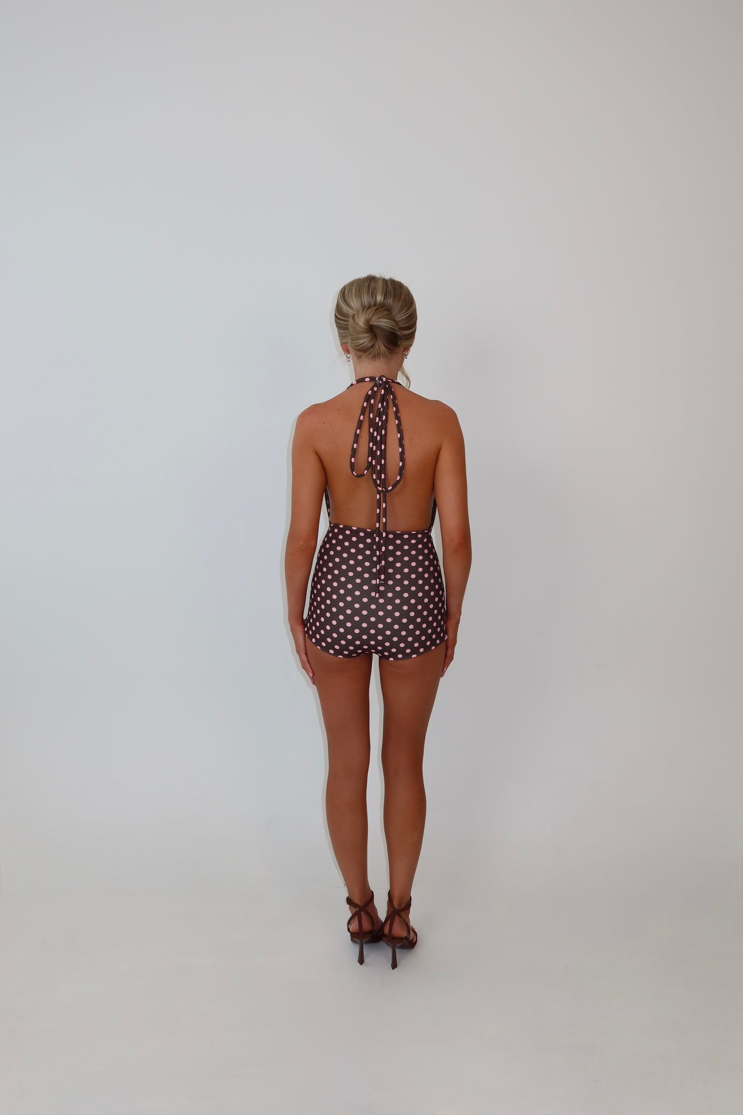 Caprice Brown Halter Playsuit