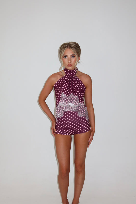 Chantilly Burgundy Polkadot Co-ord