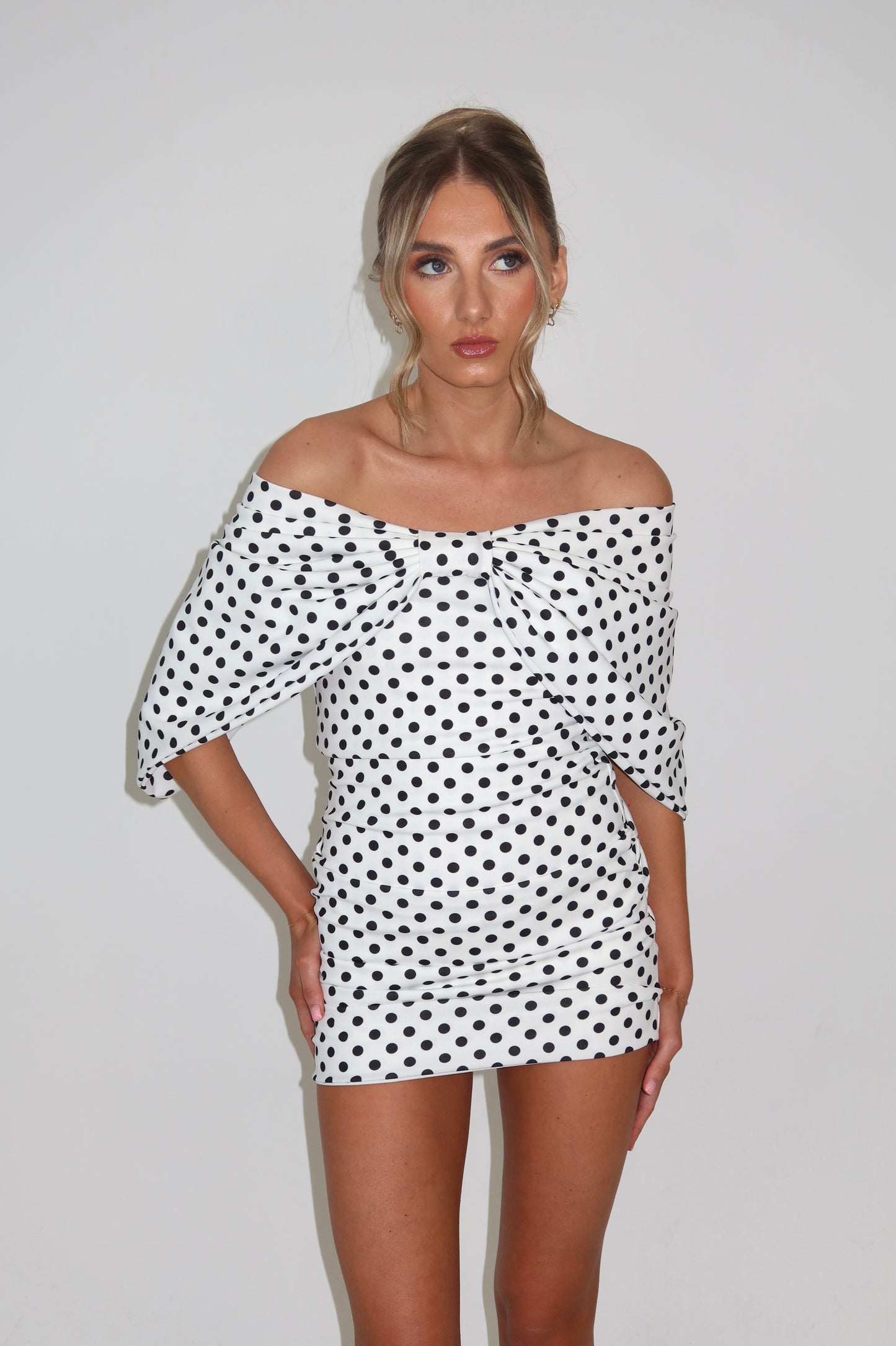 Lilliette Polkadot Ruched Mini & Cape