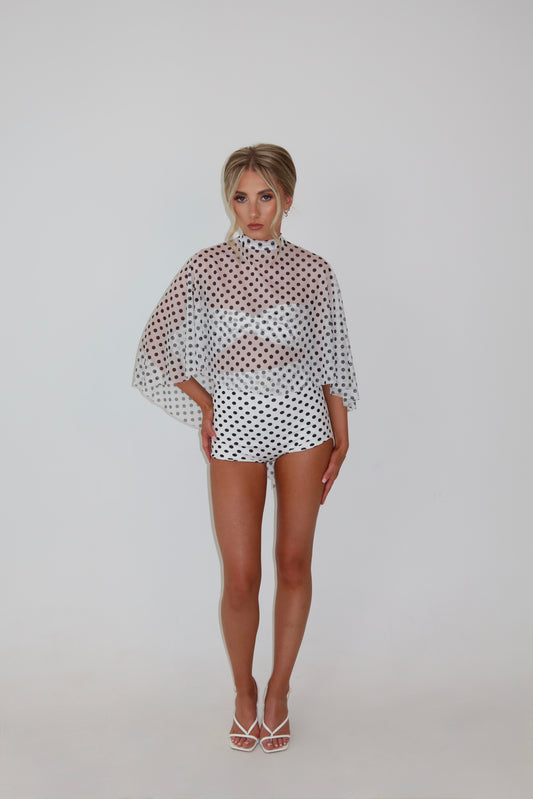 Monroe Polkadot Mesh Top