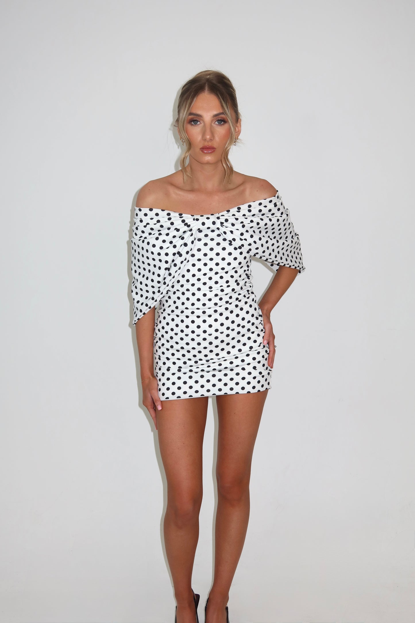 Lilliette Polkadot Ruched Mini & Cape