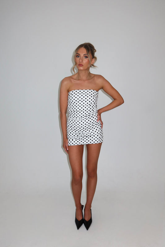 Lilliette Polkadot Ruched Mini