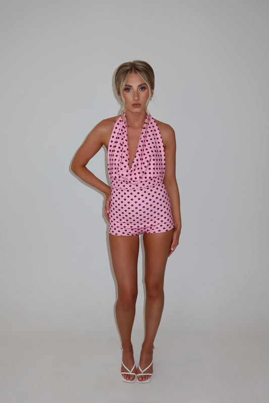 Caprice Pink Halter Playsuit