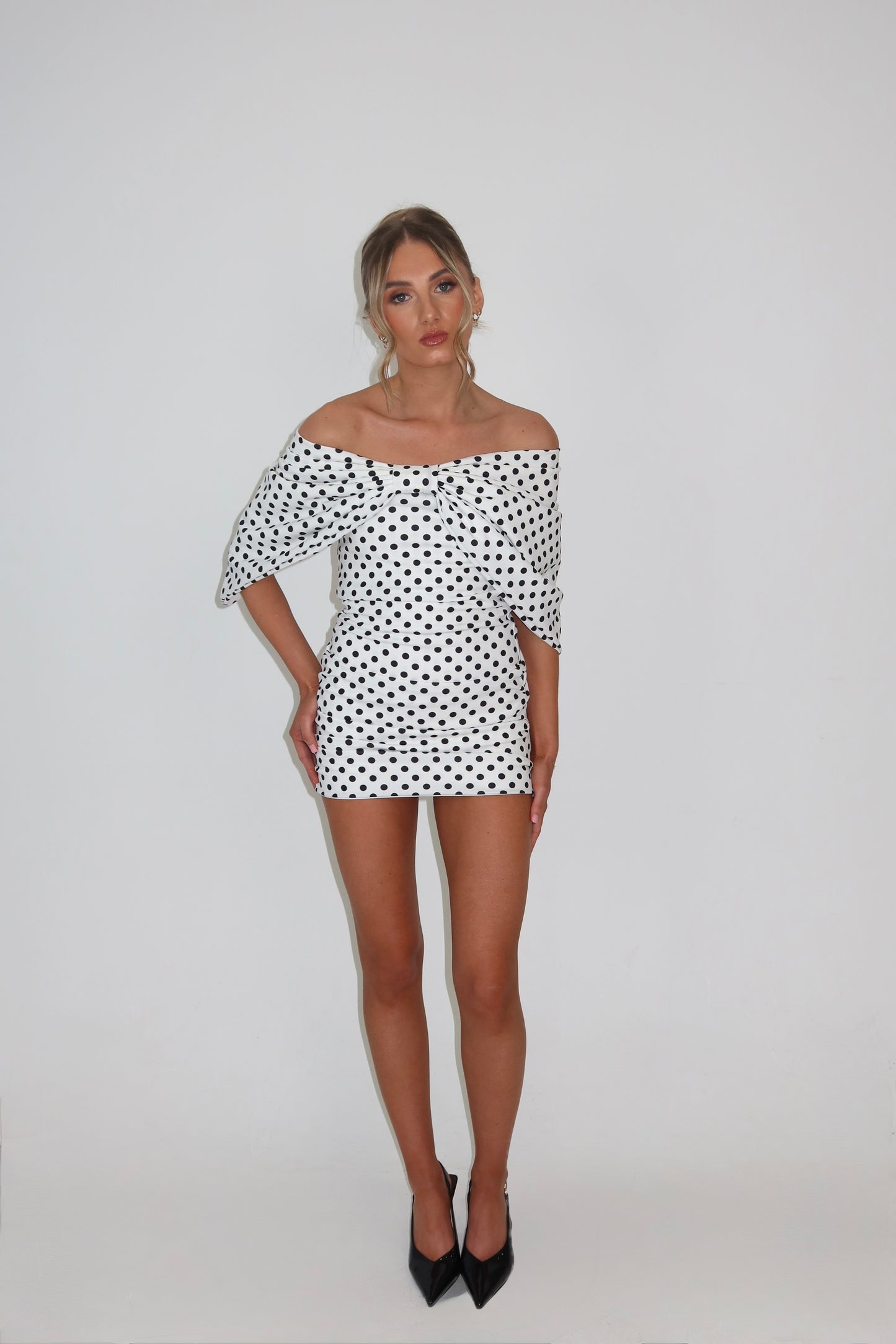 Lilliette Polkadot Ruched Mini & Cape